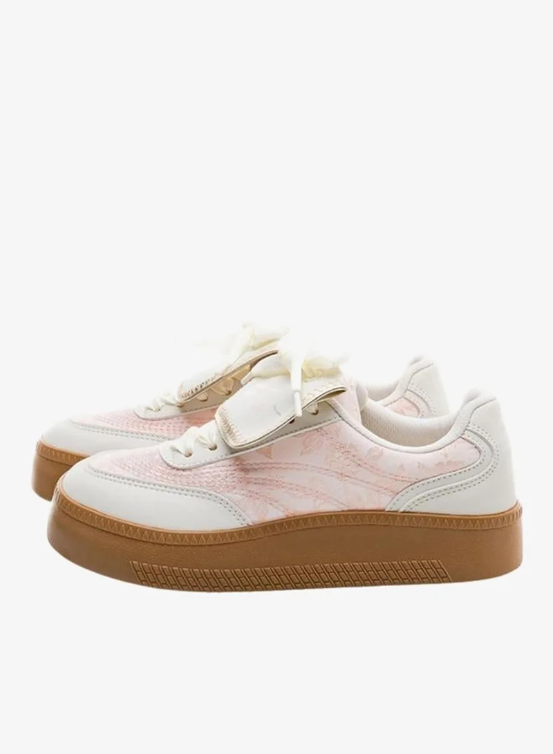 بابيا حذاء سنيكرز برباط وطبعة زهور للنساء